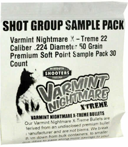 Bulk Bullets Varmint Nightmare X-Treme 22 Caliber .224 Diameter 50 Grain Premium Soft Point Sample Pack 30 Count