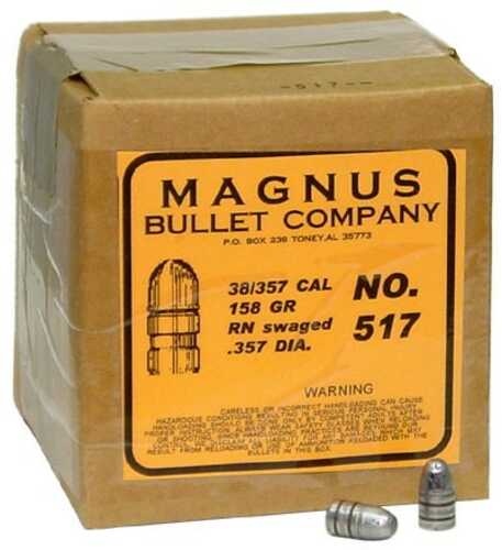 Magnus 38/357 Caliber .357 Diameter 158 Grain Round Nose Swaged Lead 500 Count