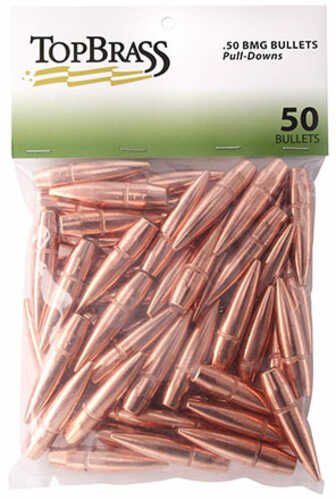 Top Brass 50 BMG 647 Grain Full Metal Jacket Pull-Down Bullets 50 Count