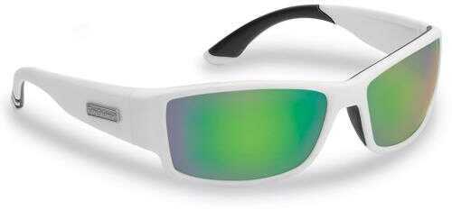 Flying Fisherman Sunglasses Polaroid-Razor Matte White/Green Mirror Model: 7717WAG