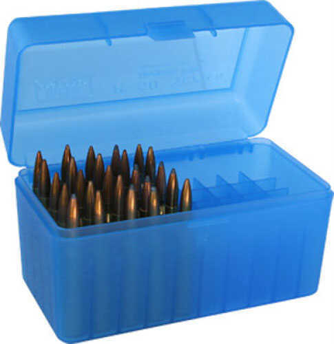 MTM RL5024 Case-Gard R-50 Ammo Box Rifle 270/3006 50 rd Plastic Clear Blue