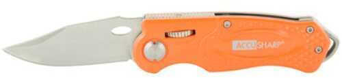 Accusharp 709C Sport 3" Folding Plain Stainless Steel Blade Orange Anodized Aluminum Handle