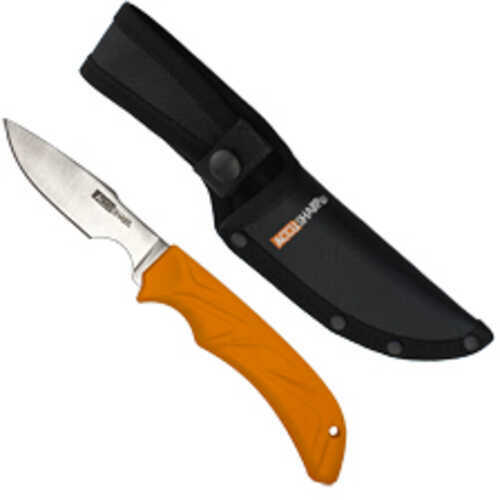 AccuSharp Caping Knife Fixed Blade Knife Plain Edge Orange Rubber Grip 3.5-Inch Stainless Steel Blade Includes Nylon She