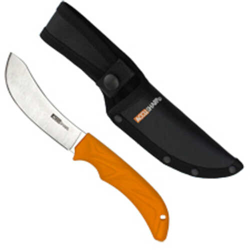 AccuSharp Butcher Knife Fixed Blade Knife Plain Blade Orange Rubber Grip 4-Inch Stainless Steel Blade Nylon Sheath with