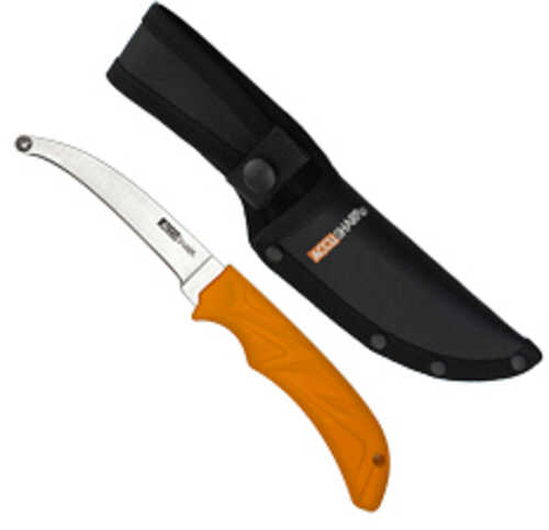 AccuSharp AccuZip Skinning Knife Fixed Blade Knife Orange Rubber Grip Plain Edge Blunt Point 4" Stainless Steel Blade Ny