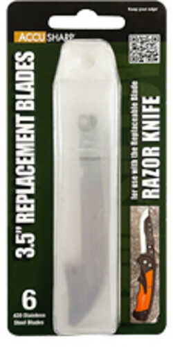 AccuSharp Razor Knife Replacement Blades Fixed Blade Knife (6)-3.5" Stainless Steel Blades Fits Replaceable Blade Razor