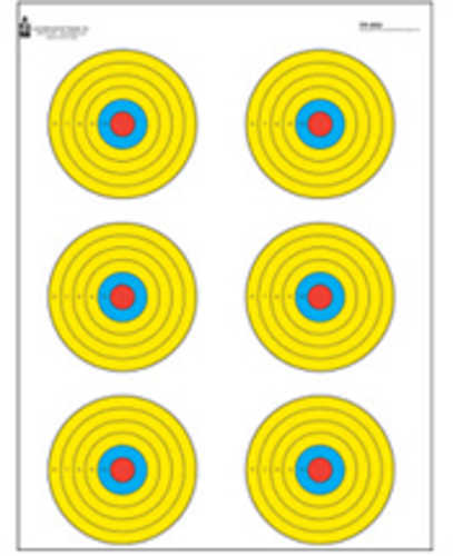 Action Target PR-BE6 High Visibility Fluorescent 6 Bull's-EyeTarget Black/Red/Yellow 17.5"x23" 100 Per Box PR-BE6-100