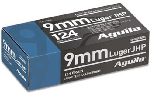 9mm Luger 124 Grain Jacketed Hollow Point 50 Rounds Aguila Ammunition