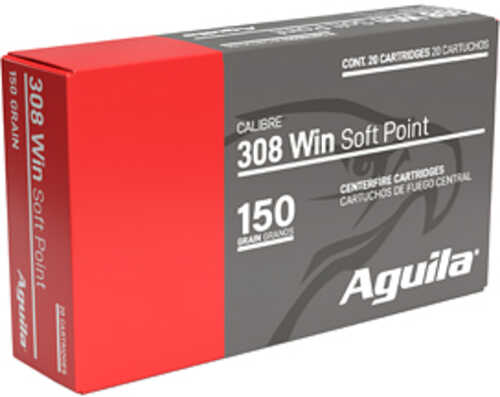 Aguila Ammunition Rifle 308 Winchester 150 Grain Soft Point 20 Round Box 8090AG