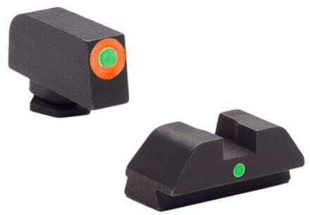 AmeriGlo GL205 i-Dot Night Sight Fits Glock 42/43 Tritium Green w/Orange Outline Front Steel Rear Black