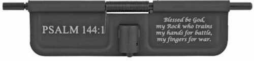 Bastion Psalm 144:1 AR-15 Ejection Port Dust Cover Black/White Finish Laser Engraved On Open Side Only Fist