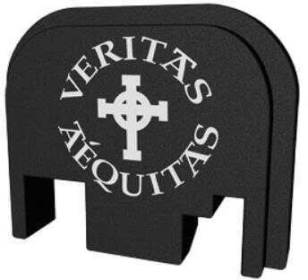 Bastion Slide Back Plate Veritas Aequitas Black and White Fits All for Glock Except 42 & 43 BASGL-SLD-BW-VRITAS