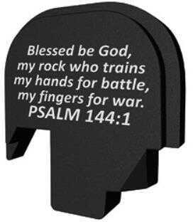 Bastion Slide Back Plate Psalm 144:1 Black and White Fits S&W M&P Shield 9/40 BASMPS-SLD-BW-PSM144
