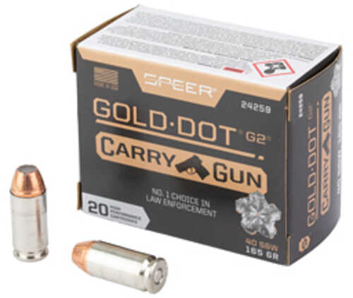 Speer Ammunition Speer Gold Dot 40 S&W 165Gr Gold Dot Hollow Point 20 Round Box 24259