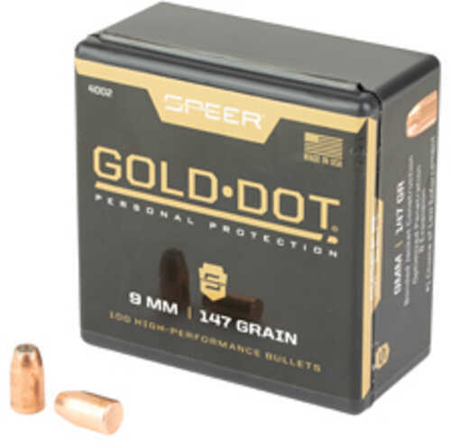 Speer Ammunition Gold Dot .355 Diameter 9MM 147 Grain Hollow Point 100 Count 4002