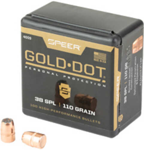 Speer Ammunition Gold Dot .357 Diameter .38 Caliber 110 Grain Hollow Point 100 Count 4009