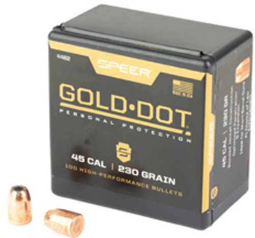 Speer Ammunition Gold Dot .451 Diameter .45 Caliber 230 Grain Hollow Point "Short Barrel" Bullet 100 Count 4482