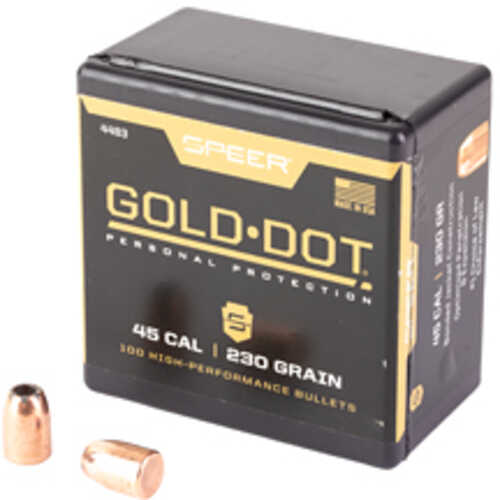 Speer Ammunition Gold Dot .451 Diameter .45 Caliber 230 Grain Hollow Point 100 Count 4483