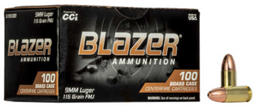 9mm Luger 115 Grain Full Metal Jacket 100 Rounds CCI Ammunition