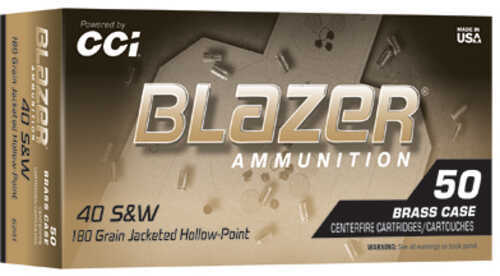 Blazer Ammunition Blazer Brass Hollow Point 40 S&W 180 Grain Jacketed Hollow Point 50 Round Box 5241