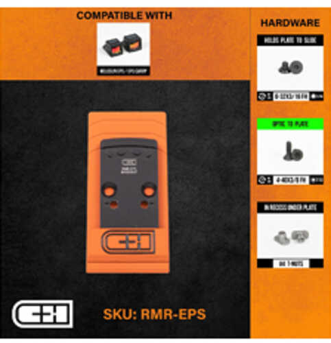 C&H Precision Weapons V4 Optic Mounting Plate Fits Trijicon RMR Footprint For Holosun EPS/EPS Carry Anodized Finish Blac