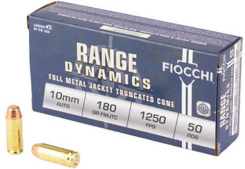 Fiocchi Ammunition Range Dynamics 10MM 180 Grain Full Metal Jacket Truncated Cone 50 Round Box 10AP