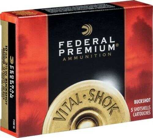 10 Gauge 3-1/2" Lead 00 Buck  18 Pellets 5 Rounds Federal Shotgun Ammunition