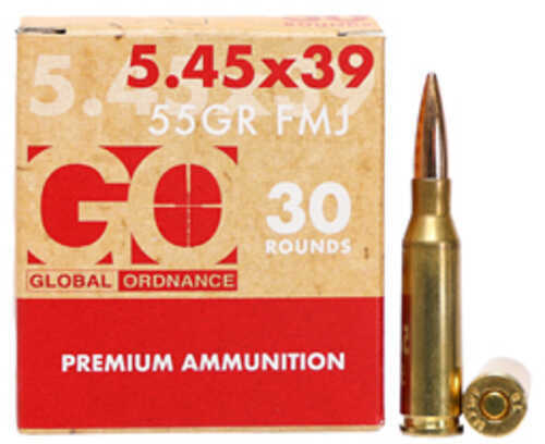 Global Ordnance 5.45X39MM 55 Grain Brass Case Full Metal Jacket 30 Round Box GO197892005456