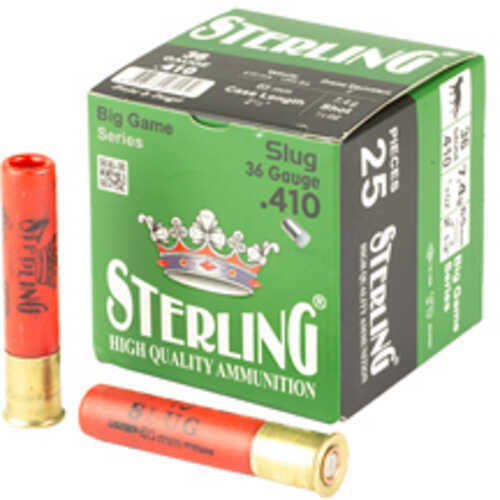 Sterling Big Game Series 410 Gauge 2.5" 10 Grain 3/8 oz Rifled Slug 25 Round Box 8698779961572