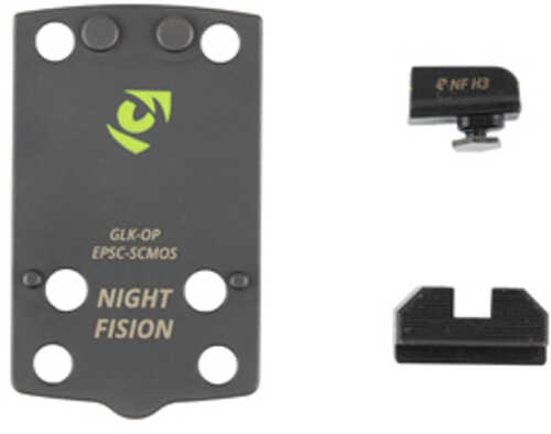 Night Fision Optic Plate + Backup Sight Combo Black Sights Holosun EPS Carry Optic Plate Fits Glock 43X/48 MOS GLK-OPBS-