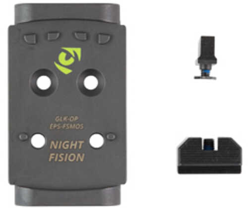 Night Fision Optic Plate + Backup Sight Combo Black Sights Holosun EPS Optic Plate Fits Full Size Glock MOS GLK-OPBS-EPS