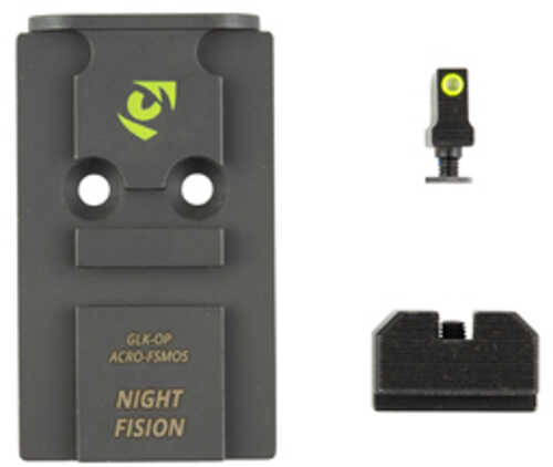 Night Fision Optic Plate + Backup Sight Combo Yellow Front Night Sight with Black Rear Aimpoint ACRO Optic Plate Fits Fu