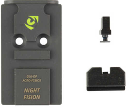 Night Fision Optic Plate + Backup Sight Combo Black Sights Aimpoint ACRO Optic Plate Fits Full Size Glock MOS GLK-OPBS-A
