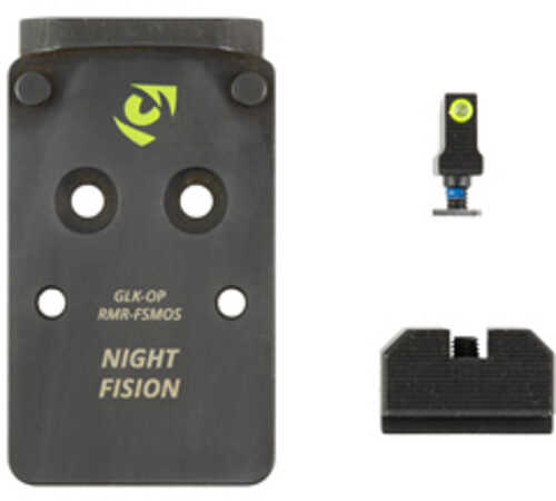 Night Fision Optic Plate + Backup Sight Combo Yellow Front Night Sight with Black Rear RMR/507C Optic Plate Fits Full Si