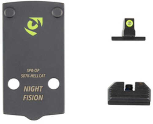 Night Fision Optic Plate + Backup Sight Combo Yellow Front Night Sight with Black Rear Holosun 507K Optic Plate Fits Spr