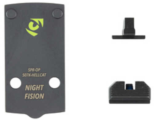Night Fision Optic Plate + Backup Sight Combo Black Sights Holosun 507K Optic Plate Fits Springfield Hellcat SPR-OPBS-50