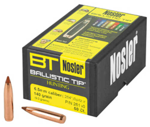 Nosler 26140 Ballistic Tip Hunting 6.5mm .264 140 GR Spitzer Point 50 Box
