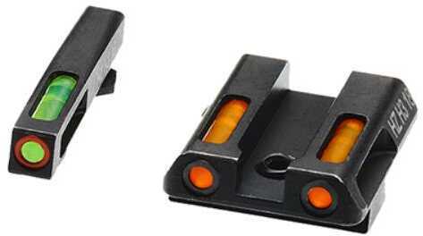 HiViz GLN621 LiteWave H3 Fiber-Optic Sight Set Green Tritium/Orange Outline W/Litepipes Orange Fits Glock 42, 43, 43X, 4