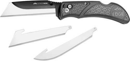 Outdoor Edge Razorwork Folding Knife Plain 3" Blades Black Oxide Finish 420J2 Stainless Steel Gray Handle Includes