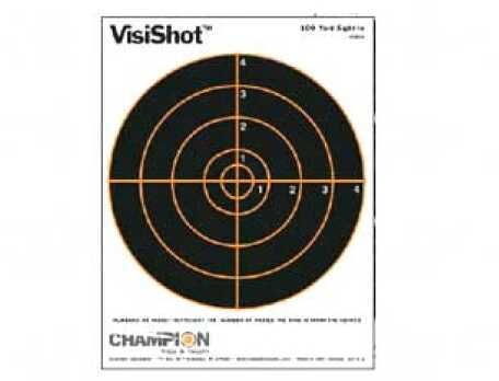 Champion Traps And Targets Visishot 8" Bulls - 10 Pack 8.5"X11" Bright Orange circles Appear From Shots On bla