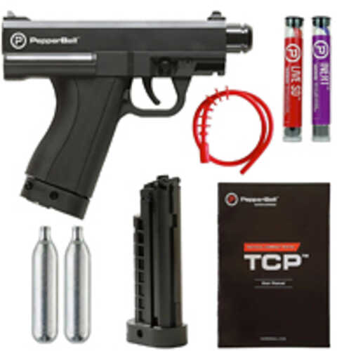 PepperBall TCP Spray Launcher Ready To Defend Kit Black (2) 8g Co2 Cartridges 1 Extra Magazine 6 Live SD Projecti
