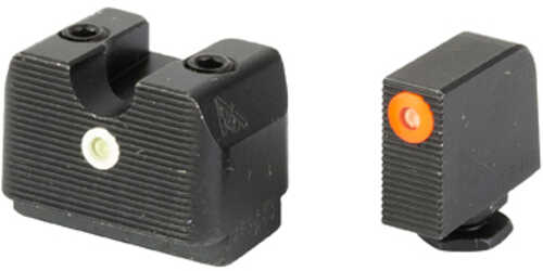 Rival Arms Ra4A231G Tritium Night Sights Mos Compatible With for Glock 1719 U-Notch Green W/Orange Outline Black