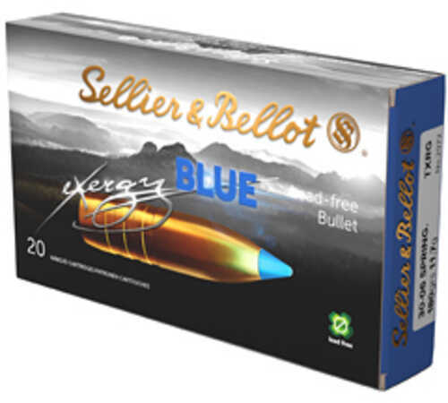 Sellier & Bellot Exergy Blue Bullet Rifle Ammunition 30-06 Springfield 180 Grains Lead Free Tipped Boat Tail 20 Rounds p