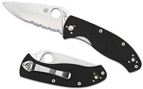Spyderco Tenacious Folding Knife 3.438" Blade Combo Edge VG10/Black Finish Black G10 Frame Circle Thumb Hole/Pocket Clip