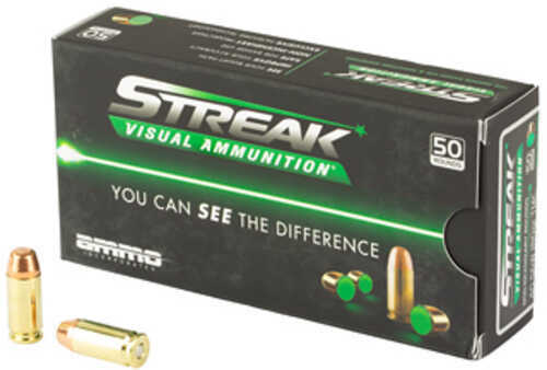 STREAK Ammunition Streak Target 40 S&W 180 Grain Total Metal Coating Non-Incendiary Green Tracer Bullet 50 Round Box 401