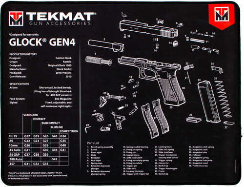 TekMat for Glock Gen 4 Ultra Premium Gun Cleaning Mat 15"x20" Includes Small Microfiber TekTowel R20-for Glock-G