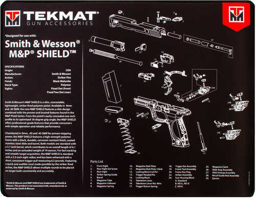 BECK TEK LLC (TEKMAT) R20SWMPSHIELD S&W M&P Shield Ultra Premium Cleaning Mat Parts Diagram 20" x 15" Bl