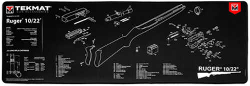 Beck TEK LLC (TEKMAT) R441022 Ruger 10-22 Ultra Premium Cleaning Mat Parts Diagram 44" X 15" Black/White