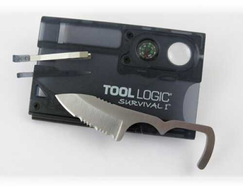 Tool Logic Survival Card With Fire Starter Compass Charcoal