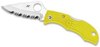 Spyderco LYLP3 Ladybug 3 Salt 1.94" Folding Plain Stonewashed H2 Steel Blade/Marine Yellow Bi-Directional Texturing FRN